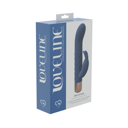 LOVELINE DEVOTION 10 SPEED MINI-RABBIT SILICONE RECHARGEABLE WATERPROOF BLUE/GREY