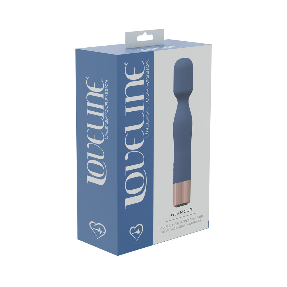 LOVELINE GLAMOUR 10 SPEED MINI-WAND SILICONE RECHARGEABLE WATERPROOF BLUE/GREY