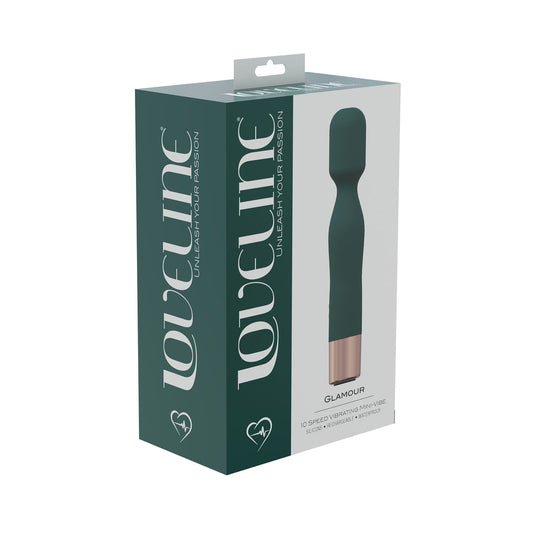 SHOTS - LOVELINE GLAMOUR 10 SPEED MINI-WAND SILICONE RECHARGEABLE WATERPROOF FOREST GREEN