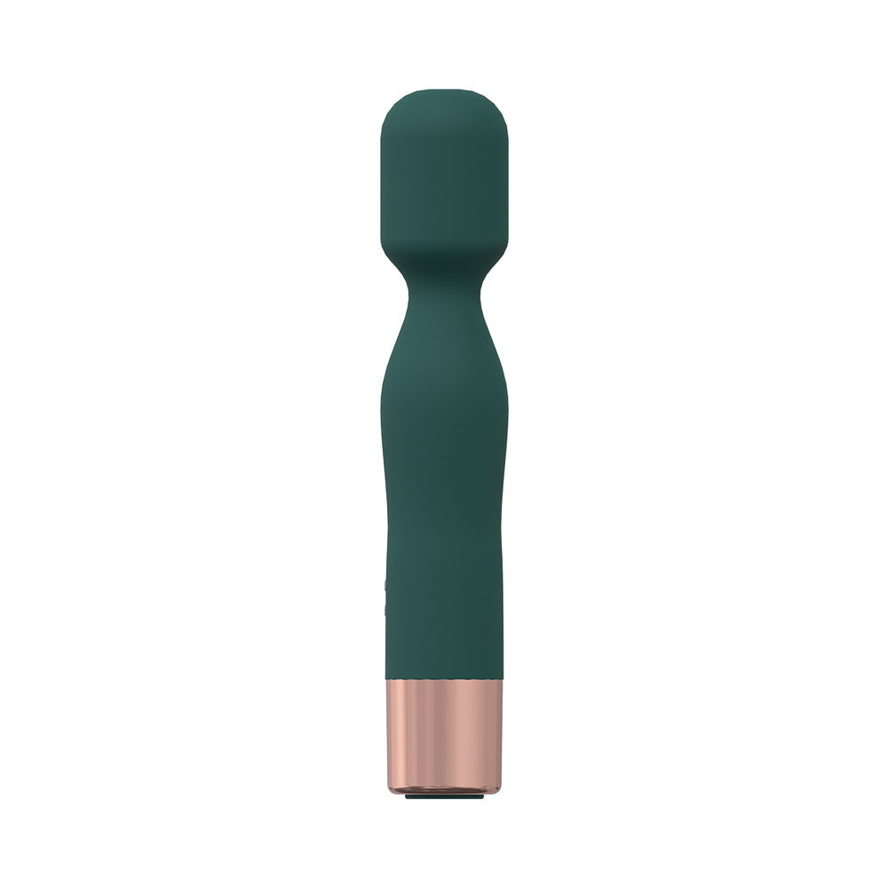 SHOTS - LOVELINE GLAMOUR 10 SPEED MINI-WAND SILICONE RECHARGEABLE WATERPROOF FOREST GREEN