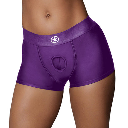 OUCH! VIBRATING STRAP-ON BOXER PURPLE M/L