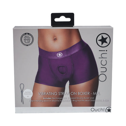 OUCH! VIBRATING STRAP-ON BOXER PURPLE M/L