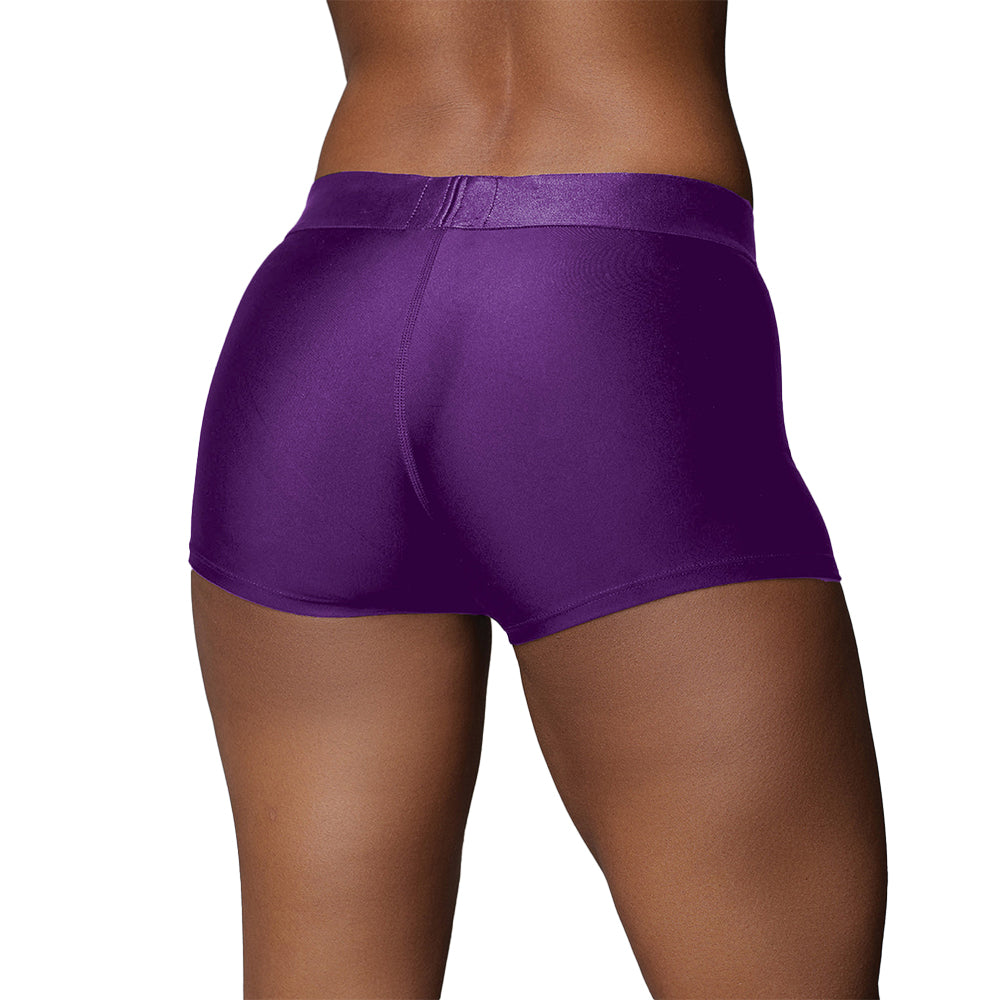OUCH! VIBRATING STRAP-ON BOXER PURPLE M/L