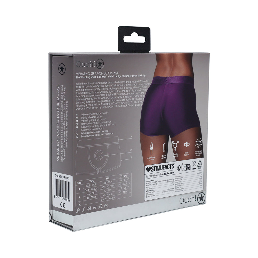 OUCH! VIBRATING STRAP-ON BOXER PURPLE M/L