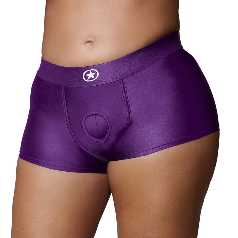 OUCH! VIBRATING STRAP-ON BOXER PURPLE XL/XXL