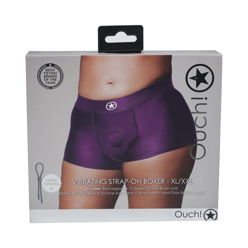 OUCH! VIBRATING STRAP-ON BOXER PURPLE XL/XXL