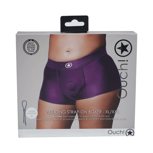 OUCH! VIBRATING STRAP-ON BOXER PURPLE XL/XXL