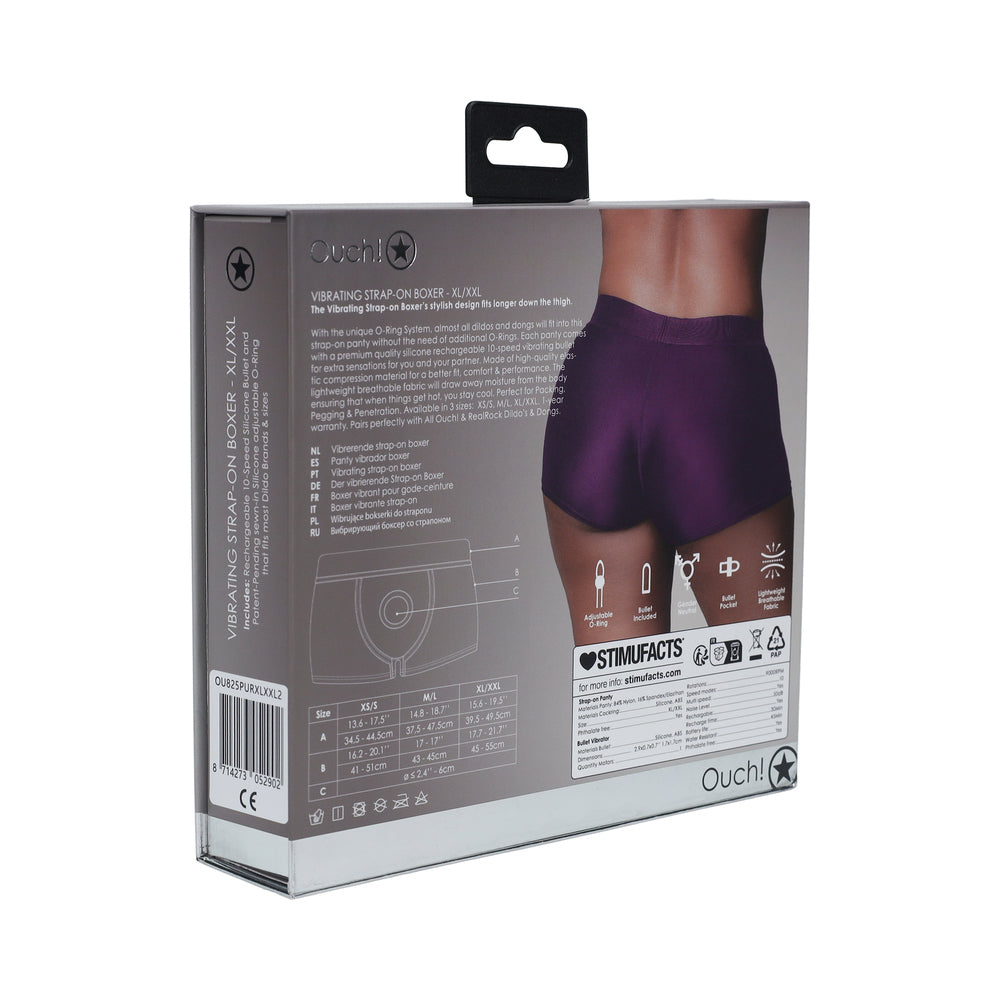 OUCH! VIBRATING STRAP-ON BOXER PURPLE XL/XXL
