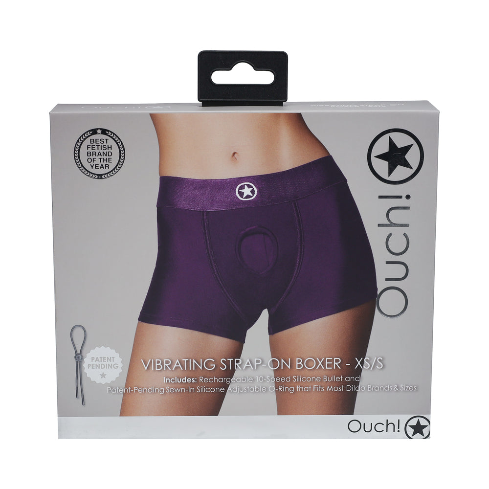 OUCH! VIBRATING STRAP-ON BOXER PURPLE XS/S