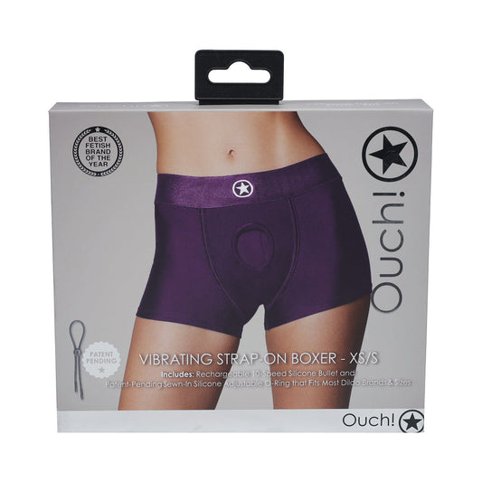 OUCH! VIBRATING STRAP-ON BOXER PURPLE XS/S