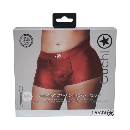 OUCH! VIBRATING STRAP-ON BOXER RED XL/XXL