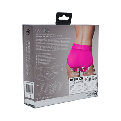 OUCH! VIBRATING STRAP-ON BRIEF PINK XS/S