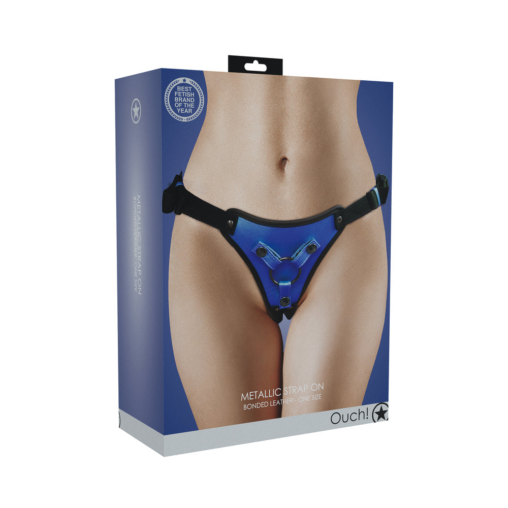 OUCH! METALLIC STRAP-ON HARNESS METALLIC BLUE