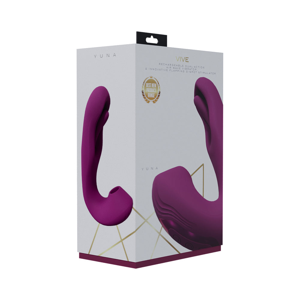 VIVE YUNA RECHARGEABLE DUAL MOTOR AIRWAVE VIBRATOR WITH G-SPOT FLAPPING STIMULATOR PINK