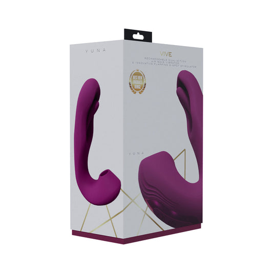 VIVE YUNA RECHARGEABLE DUAL MOTOR AIRWAVE VIBRATOR WITH G-SPOT FLAPPING STIMULATOR PINK