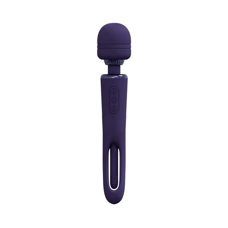 VIVE KIKU RECHARGEABLE DOUBLE ENDED WAND WITH INNOVATIVE G-SPOT FLAPPING STIMULATOR PURPLE