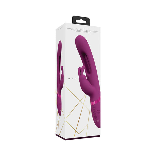 VIVE MIKA RECHARGEABLE TRIPLE MOTOR VIBRATING RABBIT WITH G-SPOT FLAPPING STIMULATOR PINK