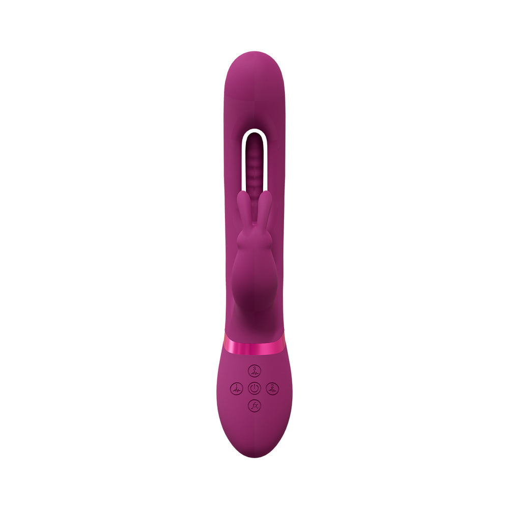 VIVE MIKA RECHARGEABLE TRIPLE MOTOR VIBRATING RABBIT WITH G-SPOT FLAPPING STIMULATOR PINK