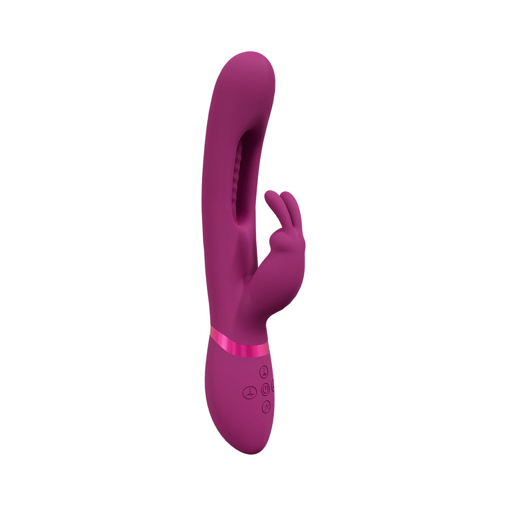 VIVE MIKA RECHARGEABLE TRIPLE MOTOR VIBRATING RABBIT WITH G-SPOT FLAPPING STIMULATOR PINK