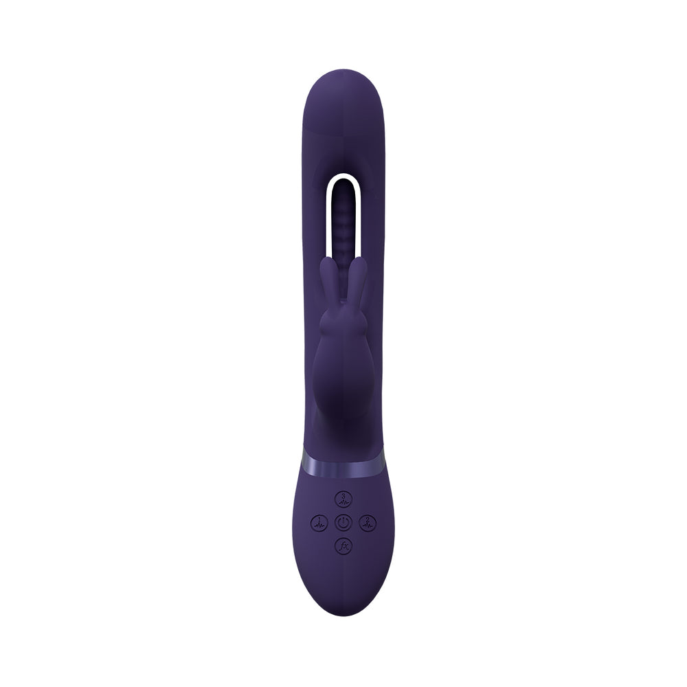 VIVE MIKA RECHARGEABLE TRIPLE MOTOR VIBRATING RABBIT WITH G-SPOT FLAPPING STIMULATOR PURPLE