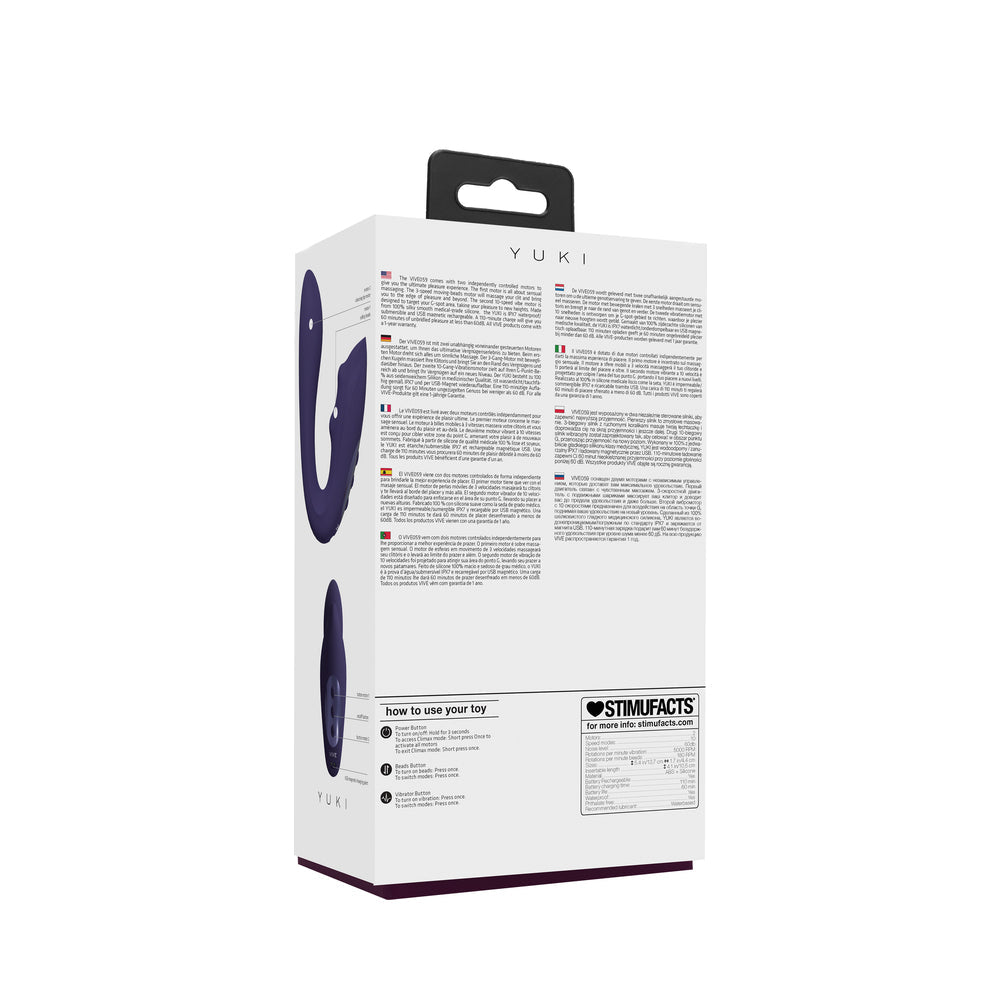 VIVE YUKI RECHARGEABLE DUAL MOTOR G-SPOT VIBRATOR WITH MASSAGING BEADS PURPLE