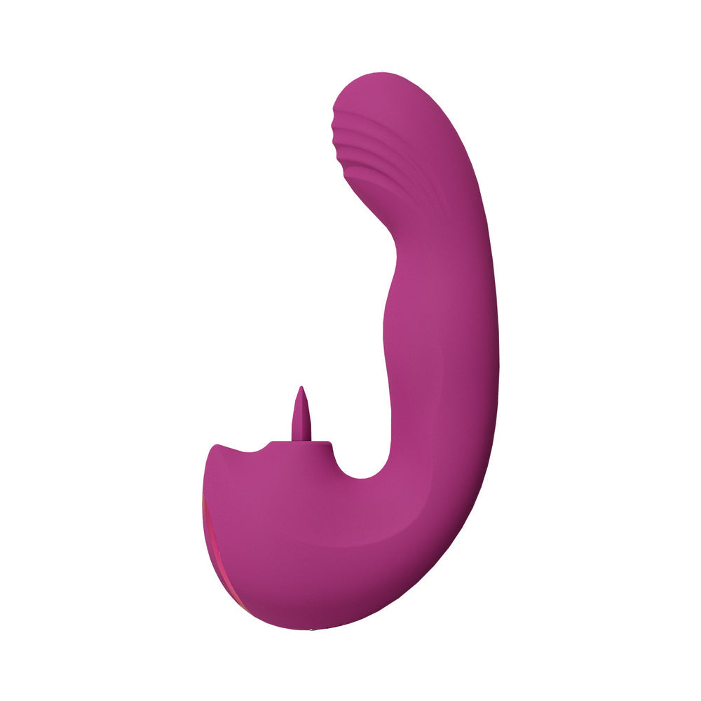 VIVE YUMI RECHARGEABLE G-SPOT FINGER MOTION VIBRATOR & FLICKERING TONGUE STIMULATOR PINK