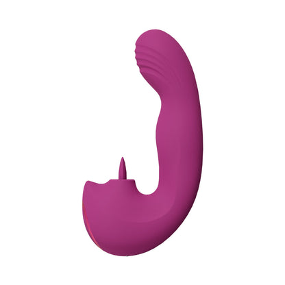 VIVE YUMI RECHARGEABLE G-SPOT FINGER MOTION VIBRATOR & FLICKERING TONGUE STIMULATOR PINK