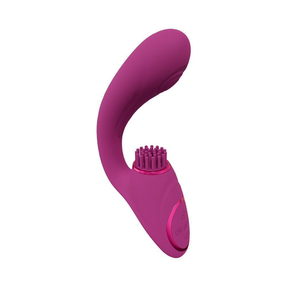 VIVE GEN RECHARGEABLE TRIPLE MOTOR G-SPOT VIBRATOR WITH PULSE WAVE AND VIBRATING BRISTLES PINK
