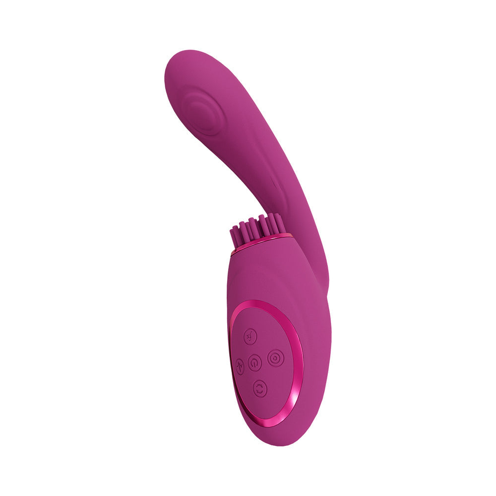 VIVE GEN RECHARGEABLE TRIPLE MOTOR G-SPOT VIBRATOR WITH PULSE WAVE AND VIBRATING BRISTLES PINK