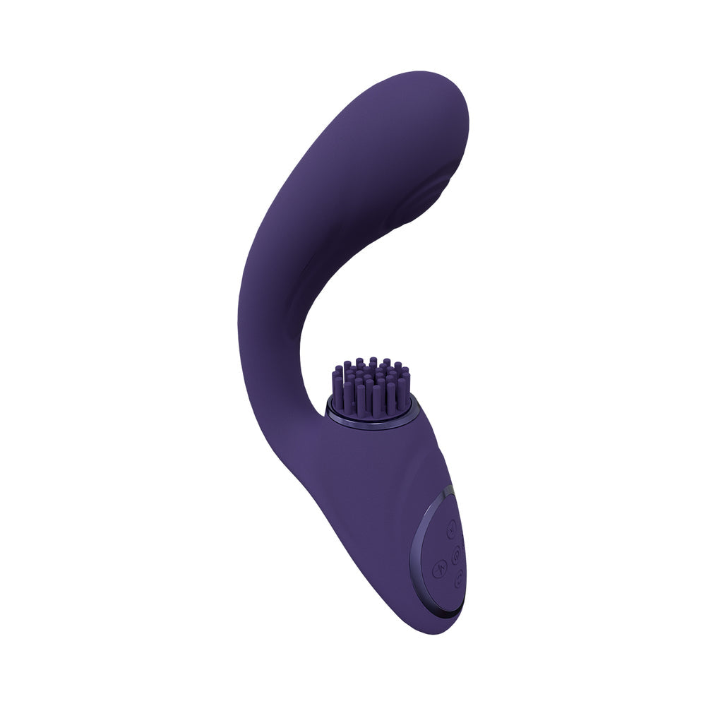 VIVE GEN RECHARGEABLE TRIPLE MOTOR G-SPOT VIBRATOR WITH PULSE WAVE AND VIBRATING BRISTLES PURPLE