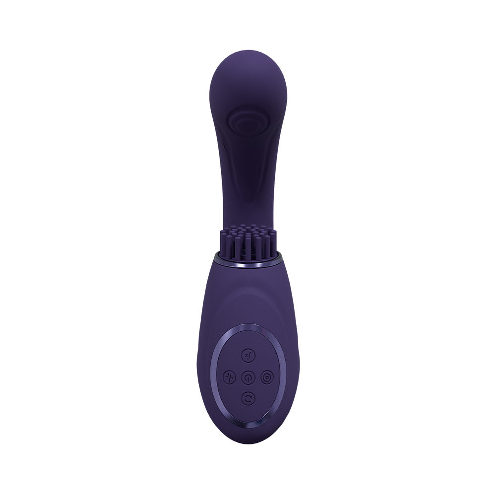 VIVE GEN RECHARGEABLE TRIPLE MOTOR G-SPOT VIBRATOR WITH PULSE WAVE AND VIBRATING BRISTLES PURPLE