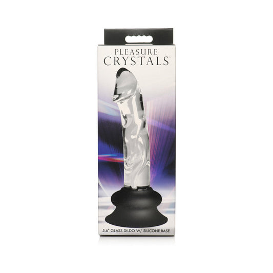 PLEASURE CRYSTALS 5.6 IN. GLASS DILDO WITH SILICONE BASE
