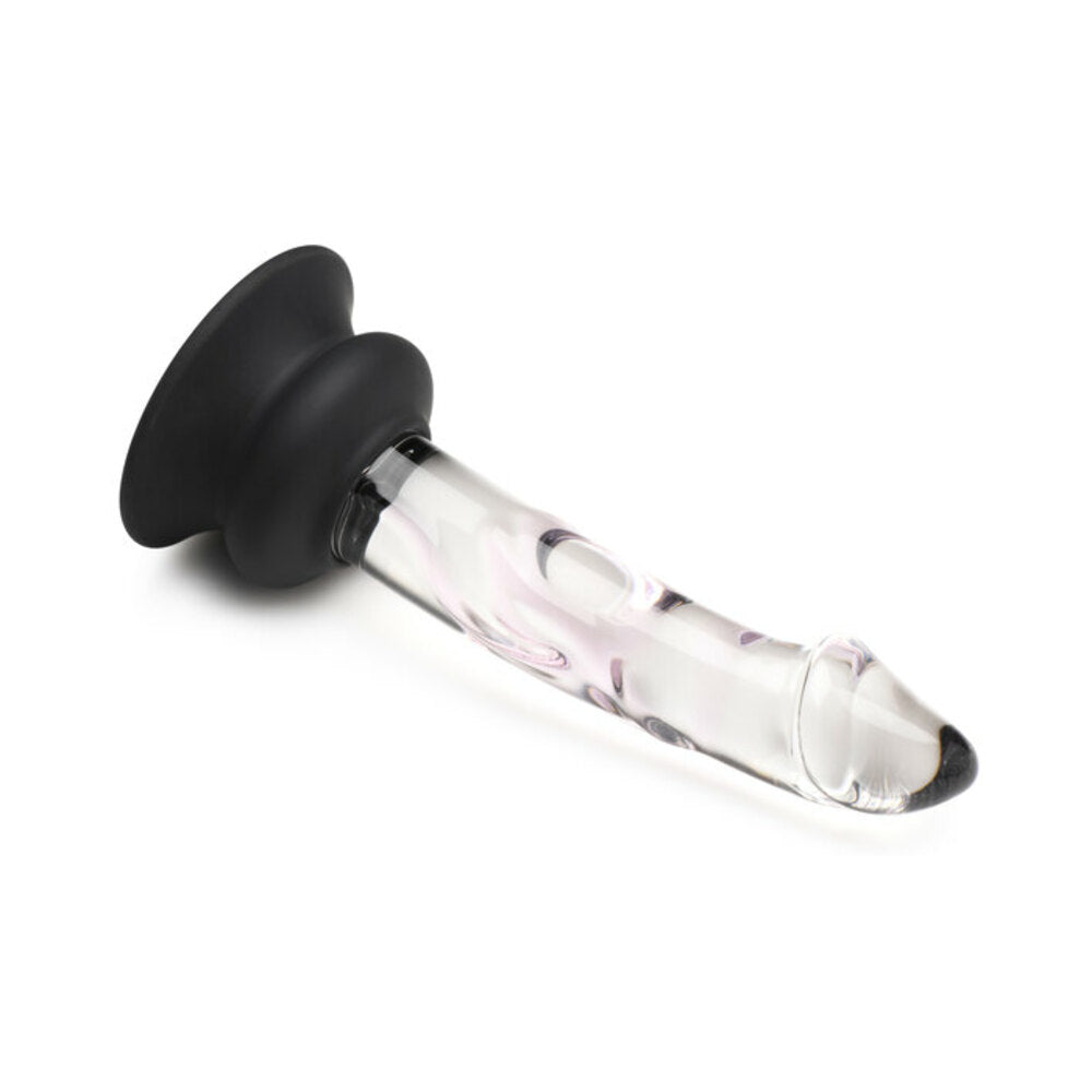 PLEASURE CRYSTALS 5.6 IN. GLASS DILDO WITH SILICONE BASE