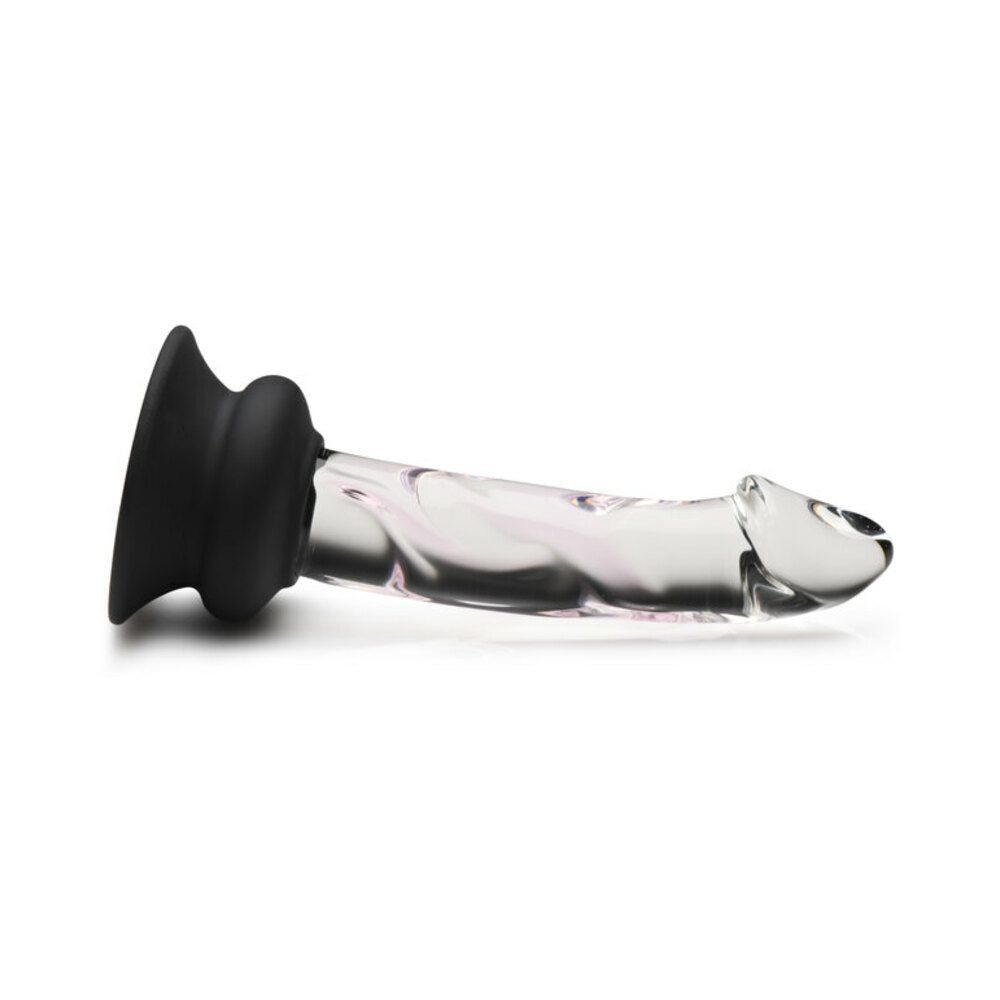 PLEASURE CRYSTALS 5.6 IN. GLASS DILDO WITH SILICONE BASE