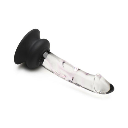 PLEASURE CRYSTALS 5.6 IN. GLASS DILDO WITH SILICONE BASE