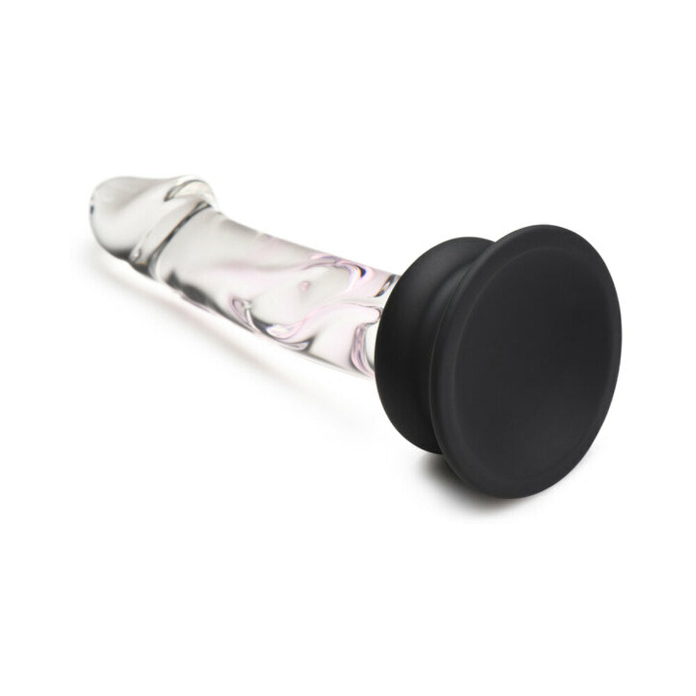 PLEASURE CRYSTALS 5.6 IN. GLASS DILDO WITH SILICONE BASE