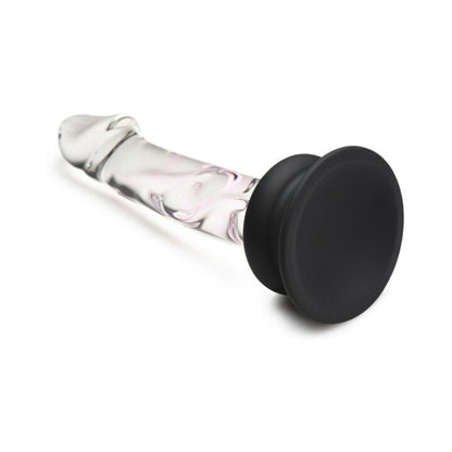 PLEASURE CRYSTALS 5.6 IN. GLASS DILDO WITH SILICONE BASE