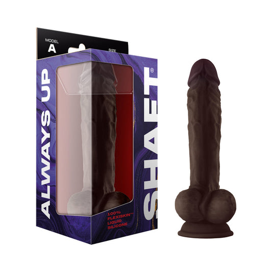 SHAFT MODEL A: 10.5 IN. DUAL DENSITY SILICONE DILDO WITH BALLS MAHOGANY