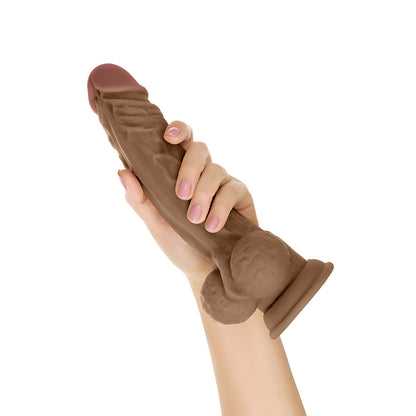 SHAFT MODEL A: 10.5 IN. DUAL DENSITY SILICONE DILDO WITH BALLS OAK