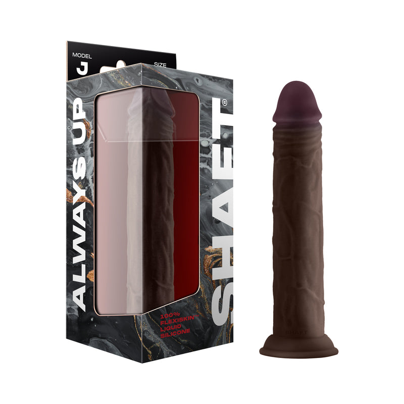 SHAFT MODEL J: 9.5 IN. DUAL DENSITY SILICONE DILDO MAHOGANY