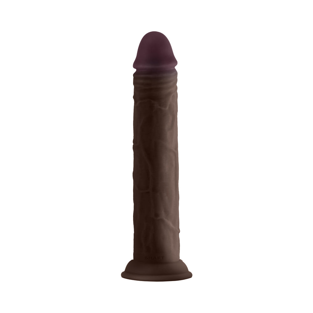 SHAFT MODEL J: 9.5 IN. DUAL DENSITY SILICONE DILDO MAHOGANY