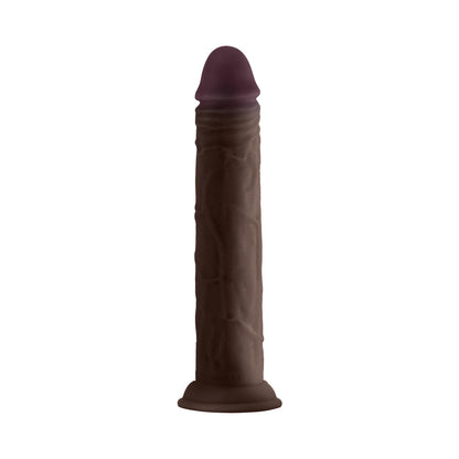 SHAFT MODEL J: 9.5 IN. DUAL DENSITY SILICONE DILDO MAHOGANY