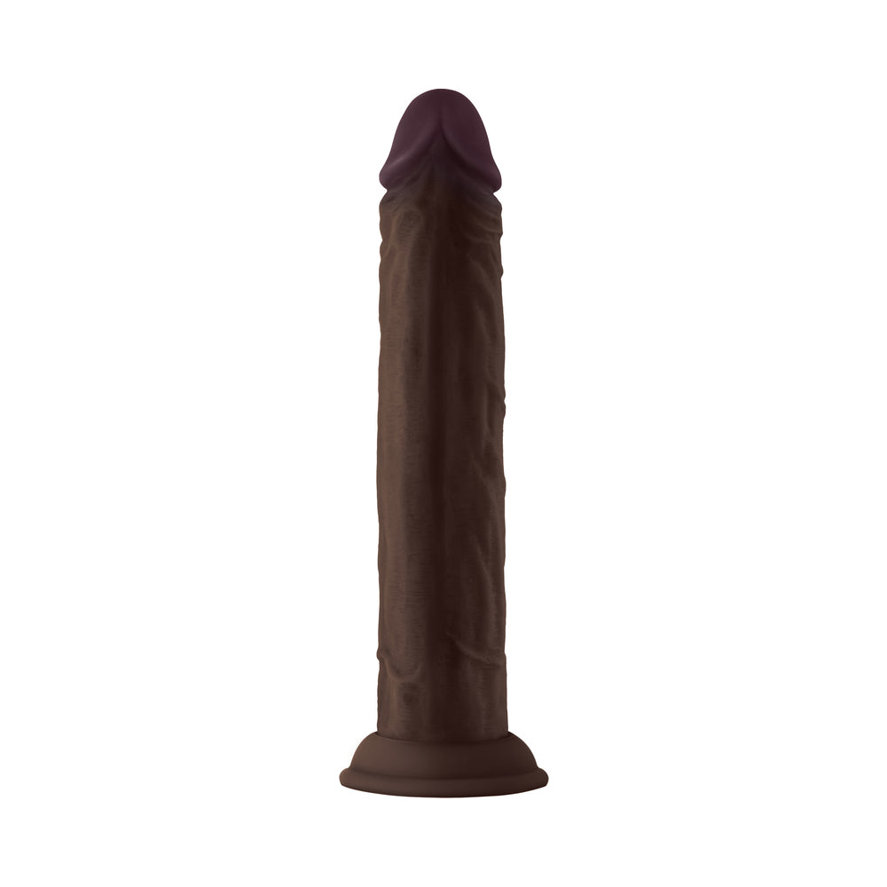SHAFT MODEL J: 9.5 IN. DUAL DENSITY SILICONE DILDO MAHOGANY