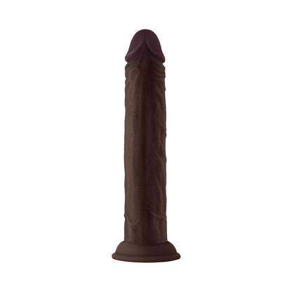 SHAFT MODEL J: 9.5 IN. DUAL DENSITY SILICONE DILDO MAHOGANY