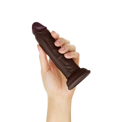 SHAFT MODEL J: 5.5 IN. DUAL DENSITY SILICONE DILDO MAHOGANY