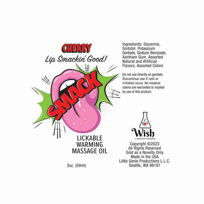 LITTLE GENIE - SMACK LICKABLE MASSAGE OIL CHERRY 2 OZ.