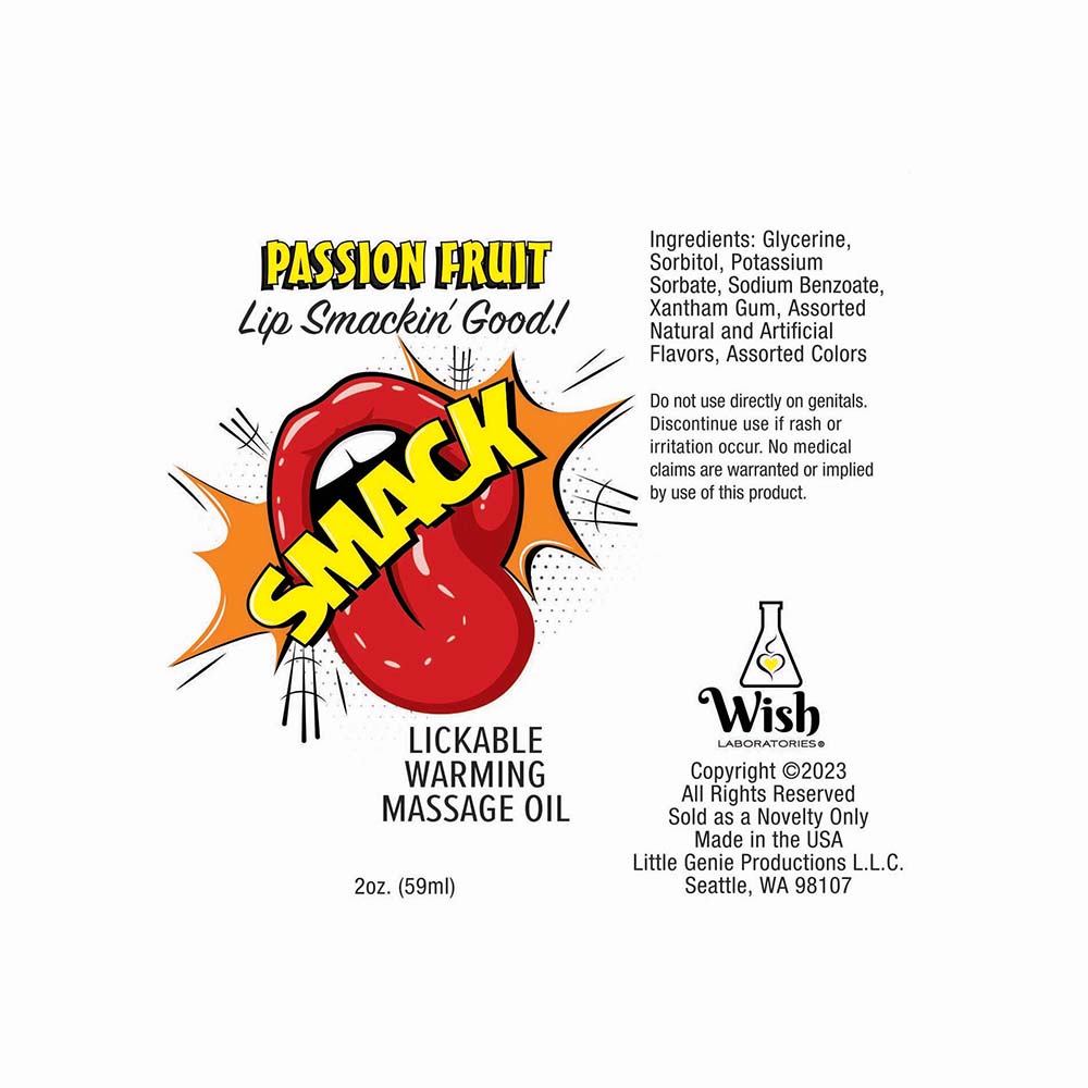 LITTLE GENIE - SMACK LICKABLE MASSAGE OIL PASSION FRUIT 2 OZ.