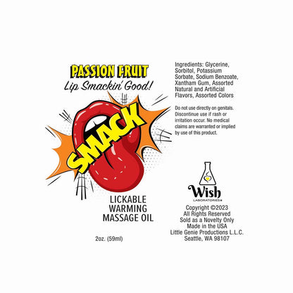 LITTLE GENIE - SMACK LICKABLE MASSAGE OIL PASSION FRUIT 2 OZ.
