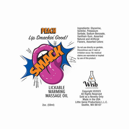 LITTLE GENIE - SMACK LICKABLE MASSAGE OIL PEACH 2 OZ.