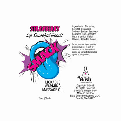 LITTLE GENIE - SMACK LICKABLE MASSAGE OIL STRAWBERRY 2 OZ.